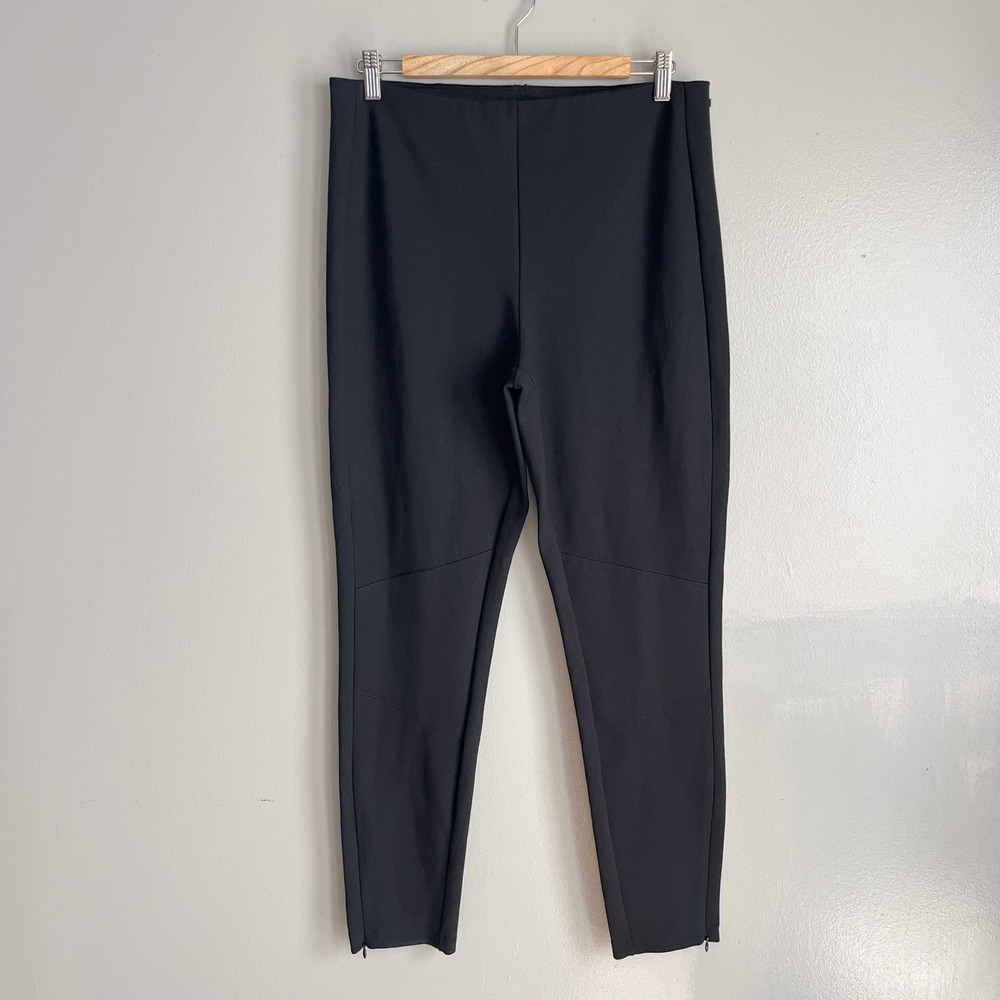 Polo Ralph Lauren Black Ponte Knit Pull On Skinny Pants Ankle Zip Womens 14